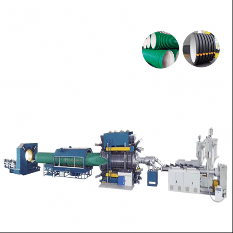 HDPE,PP ვერტიკალური ტიპის ორკედლიანი გოფრირებული მილები და PVC ნეკნებიანი მილების ექსტრუზიის ხაზი